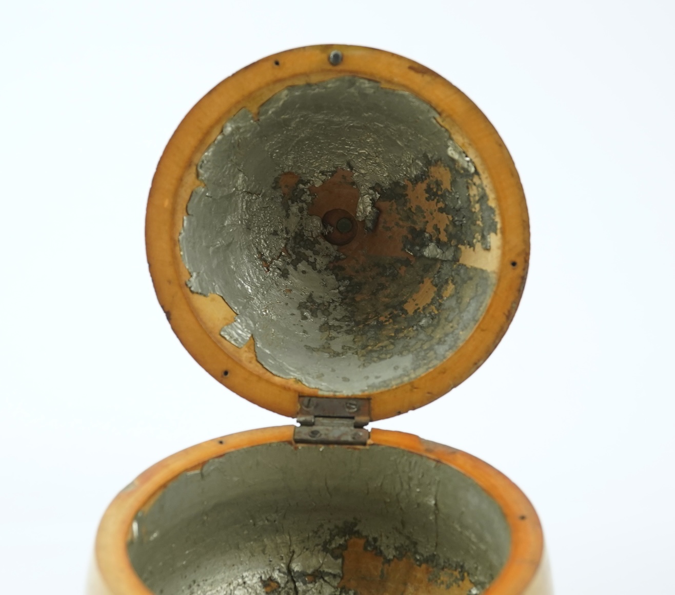 A Continental pear shaped fruitwood tea caddy, c.1800